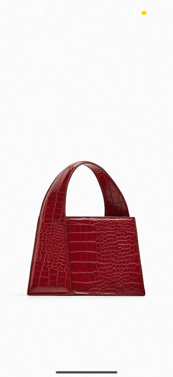Zara Mock Croc Red Bag Echtmerk