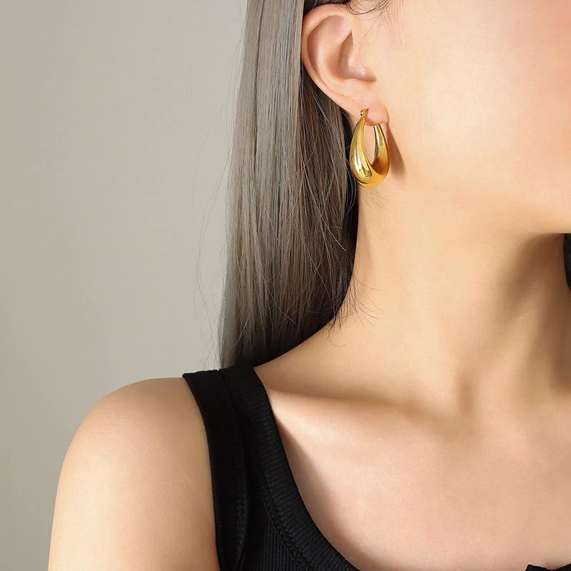 TRENDY GOLD HOOP GOLD EARINGS