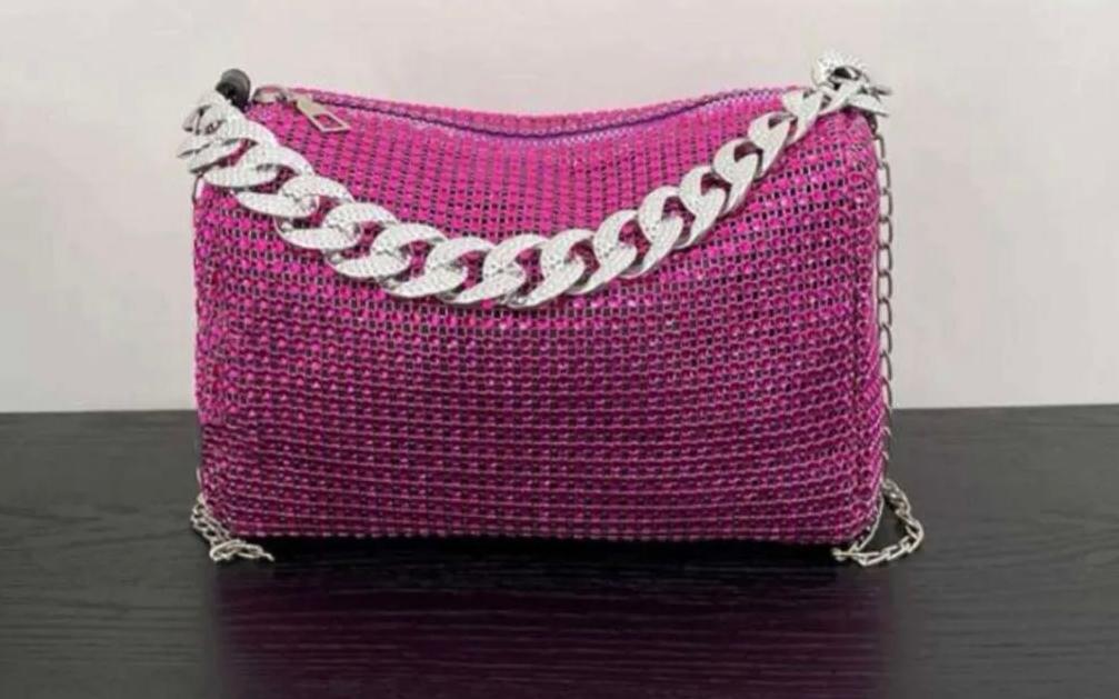 Pink rhinestone luxury bag