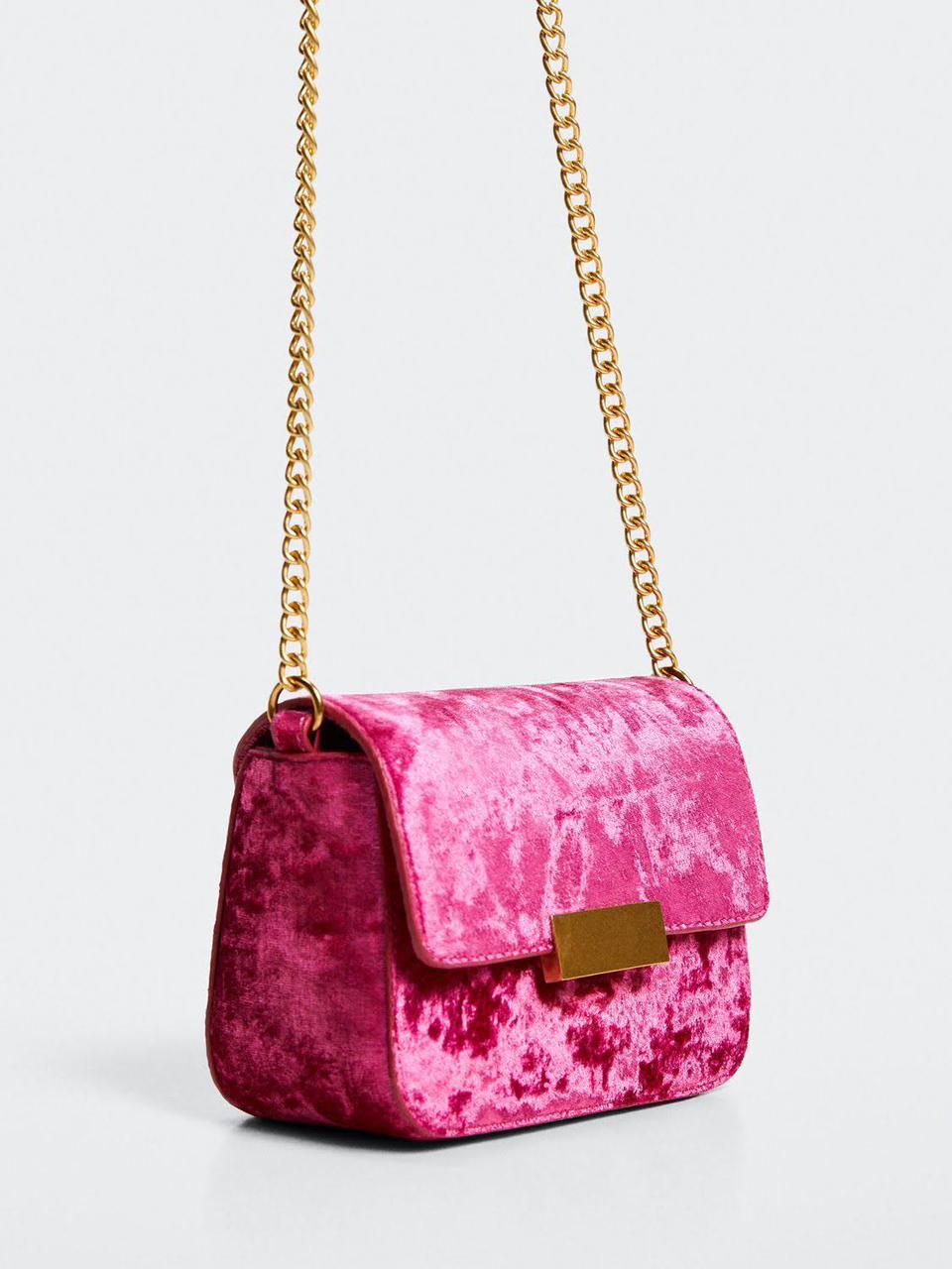 MANGO Pink Velvet Crossbody